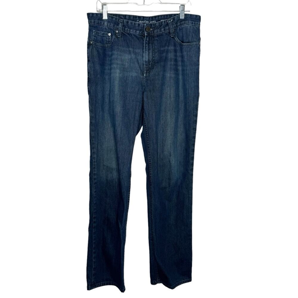 CALVIN KLEIN / dark wash classic straight leg jeans / 34x32
